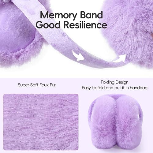 CHUANGLI Women Foldable Ear Muffs for Cold Weather Fluffy Earmuffs Lady Winter Warm Headband Cute Soft Ear Warmers thumbnail 5