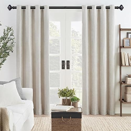 Black Crystal Curtain Rods for Windows 48 to 84 Inch, Decorative Vintage 1'' Diameter Curtain Rod with Black Foil Finial, Adjustable Heavy Duty Easy Install Drapery Pole Set for Farmhouse, Bedroom thumbnail 2