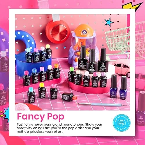 Beetles Gel Polish 20 Colors Gel Nail Kit with 3Pcs Gel Base and Top Coat Glossy Matte Gel 18Pcs Gel Art Polish & 2Pcs White Black Liner Gel for Swirl Comic Book Pop Art Nails Glitter for Girls Women thumbnail 3