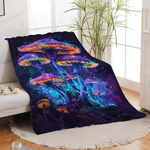 Mushroom Throw Blanket Mushroom Stuff Gifts for Kids Girls Boys Adults Women Man Soft Cozy Warm Plush Fluffy Fuzzy Fleece Blanket Decor 40''X50'' thumbnail 5