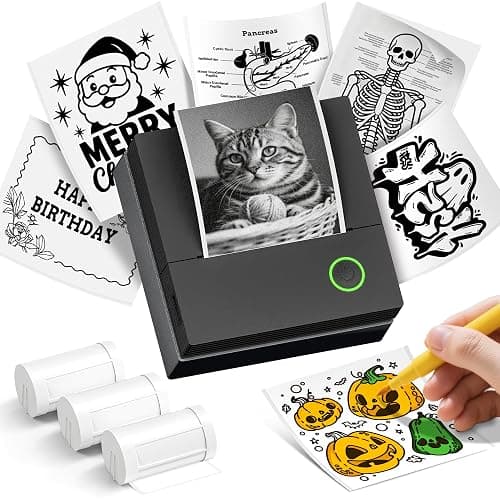 ETIKEZ Sticker Printer, PM290C Portable Mini Printer, Inkless Bluetooth Sticker Maker with 3 Rolls Paper, Impresora Portátil for Notes, Journal, DIY, Gift, Print Pod for School/Office/Home, Black - Image 1