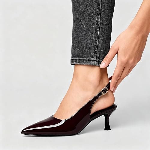 GENSHUO Kitten Heel Slingback Closed Pointed Toe Low Heels Pumps Women 2 Inch Short Strap Dressy Comfortable Wedding Dating Work Shoes thumbnail 7