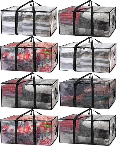 ClearSpace Heavy Duty Moving Bags or Storage Bags – Clear Storage Bins with Lids, Large Moving Boxes with Backpack Straps & Zippers – Packing Bags & Moving Supplies for College Dorm- 8 Pack - Image 1