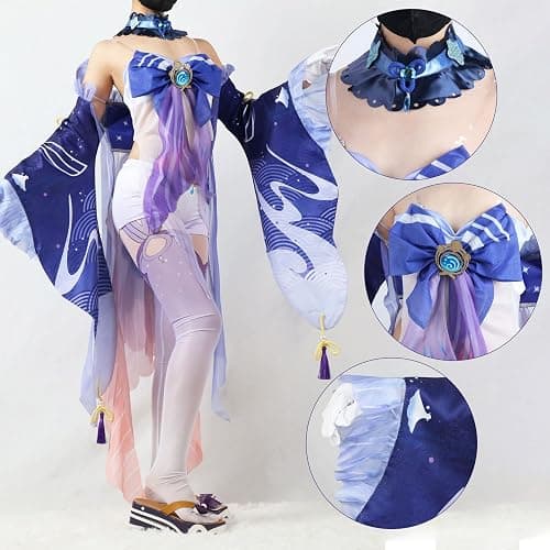 iCosjogo Women Halloween Party Dress for Genshin Impact Cosplay Costume Comic Anime Game Role Play Outfit - X-Small - Sangonomiya Kokomi thumbnail 3