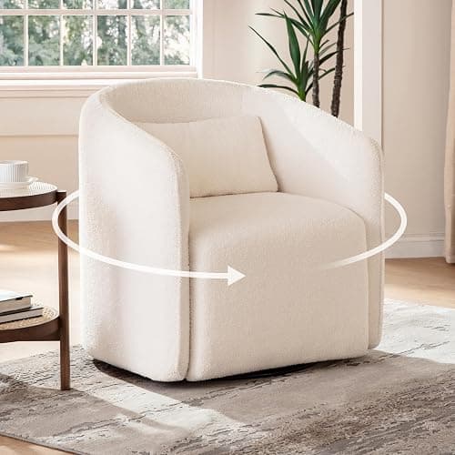 Oversized Boucle Swivel Chair with 82L Storage, Barrel Accent Chairs, White | Fully Washable Comfy Single Sofa Chair, Modern Swivel Chair for Living Room, Cloud Armchair for Bedroom, Nursery,Sherpa&Teddy - Image 1