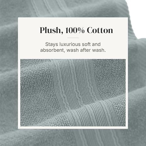 Modern Threads Ophelia 6-Piece 100% Cotton Towel Set – Reversible Yarn Dyed Jacquard & Solid – Includes 2 Bath Towels, 2 Hand Towels, 2 Washcloths – Absorbent, Quick Dry, Soft & Durable – Sage Green thumbnail 5
