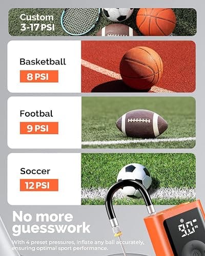 ETENWOLF P300 Plus Ball Pump, Electric Basketball Pump Inflation and Deflation, with 3200 mAh Rechargeable Battery, Air Pump for All Sports Balls thumbnail 4