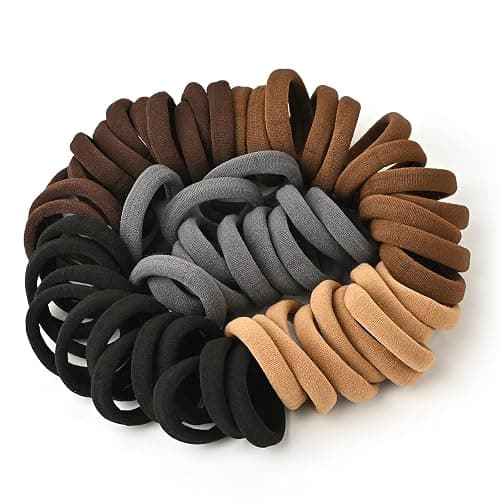iFwevs Hair Bands Hair ties for Thick Hair, 50PCS Seamless Cotton Simply Ponytail Holders Headband Scrunchies Hair Accessories No Damage (Neutral Colors) thumbnail 2