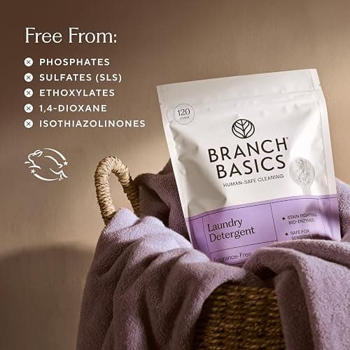Branch Basics Laundry Detergent – 4lbs (120 loads) | Plant & Mineral-Based Formula | Lifts Stains & Removes Odor | Plastic-Free, Fragrance-Free & Safe for Sensitive Skin thumbnail 4