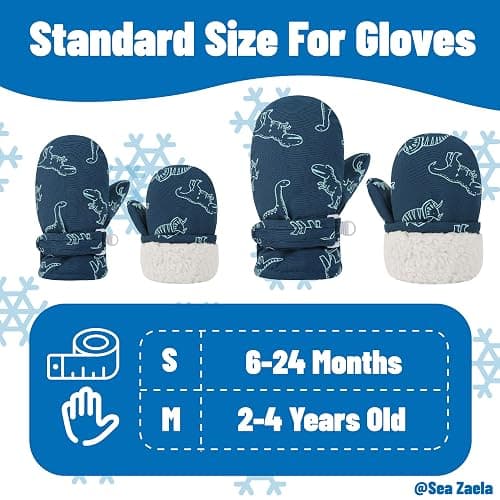 Sea Zaela Baby Toddler Winter Snow Gloves Waterproof Mittens Fleece Lined Infant Baby Boys Girls Winter Warm Gloves 0-4 T thumbnail 5