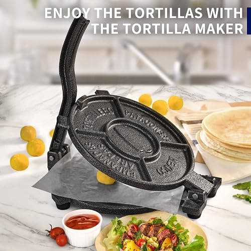 ARC Tortilla Press 10.4" Include 100 Pcs Parchment Paper, Cast Iron Tortilla Maker, Black Gray thumbnail 2