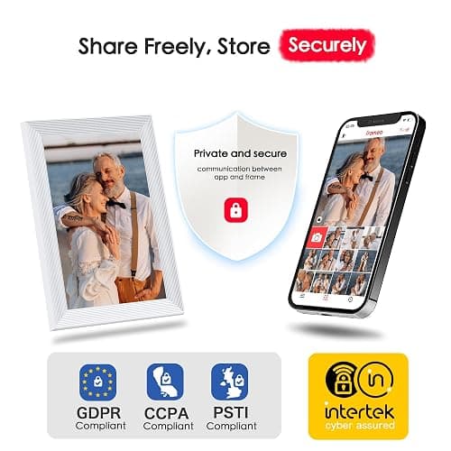 Digital Picture Frame, 10.1 inch Frameo Digital Frame WiFi, 1280 * 800 IPS HD Touchscreen, 32GB Storage, Instant Share Pictures Video, Smart Photo Frame Electronic, Gifts for Mom, House Warming thumbnail 6