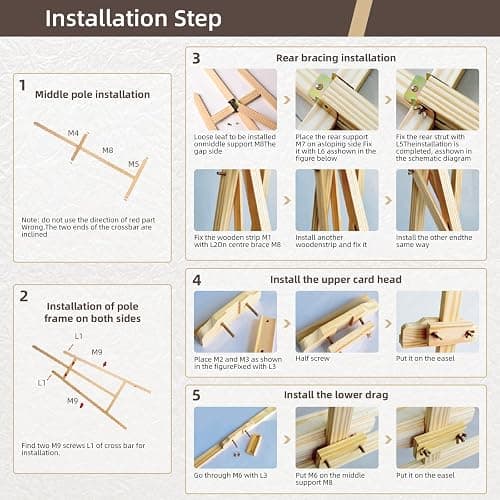 Stuelloaf Adjustable Wooden Painting Easel, Art Easel Stand Hold up to 43'', Painting Canvas for Wedding Sign and Poster, Drawing for Adults, Begginners and Students thumbnail 7