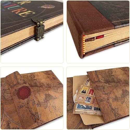 Our Adventure Book 146-Page DIY Handmade Scrapbook, Embossed Leather Cover - Ideal for Memories, Anniversary, Wedding, and Best Friend Gift - Inspired by the 'Up' Saga(Ball - Our Adventure Book) thumbnail 7