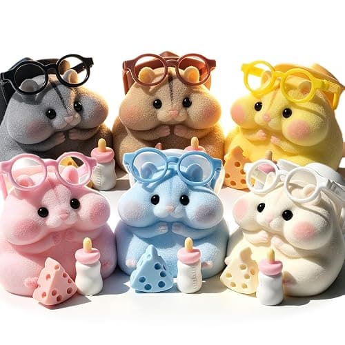 6-Pack Handmade Taba Squishy Hamster Toy, Cute Squishy Hamster Fidget Toy, Realistic Hamster Toy, Soft Silicone Mochi Furry Toy, Stress Relief Gift for Adults & Kids, Sensory Anxiety Plushie(6 colors) - Image 1