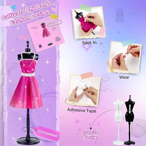 GOLMUD 1000+ Fashion Designer Kit for Girls, Sewing Kit with 4 Mannequins, DIY Art & Craft Activity for Kids, Girl Toys for Age 3 4 5 6 7 8 9 10 11 12+ Year Old Gifts thumbnail 4