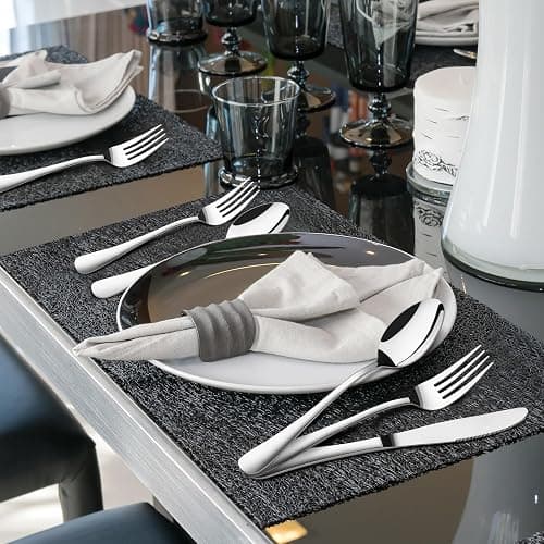 Silverware Set for 8, 40 Piece Heavy Duty Stainless Steel Flatware Utensils Cutlery Set Including Steak Knife Fork and Spoon, Dishwasher Safe, Gift Package for Wedding Housewarming thumbnail 4