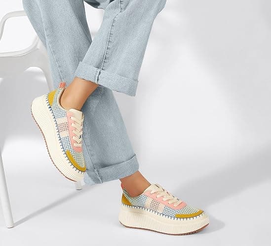 LUCKY STEP Women's Platform Sneakers Rhinestone Fashion Chunky Casual Sparkly Retro Braided Walking Shoes thumbnail 9