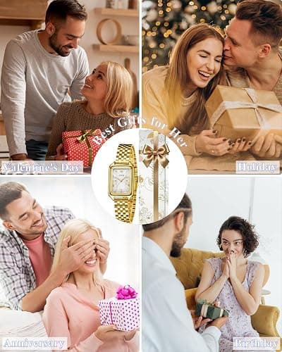 CIVO Vintage Armbanduhr Damen Römisches: Rechteckiges Gehäuse Analoge Damenuhr Gold Silber Edelstahl - Geschenke für Elegante Damen Mama Freundin thumbnail 8