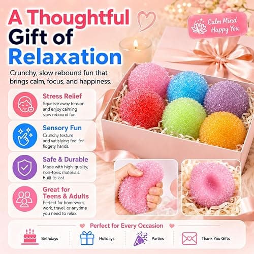 2Pc Crunchy Squishy Stress Ball, Slushy Squishy Fidget Toy, Crunchy ASMR Feel, ice-Skin slushy Texture, moldable Squeeze Play, and Portable Stress Relief (J- 2Pc) thumbnail 6