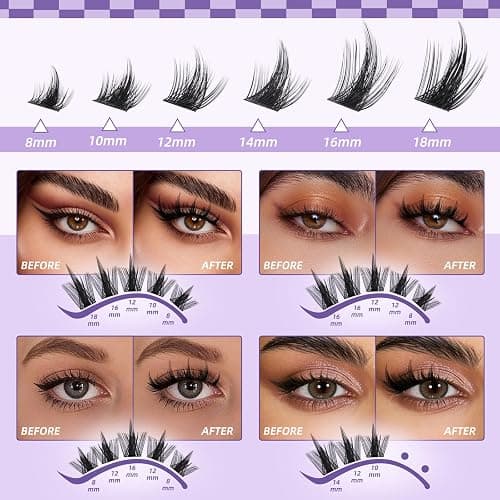 B&Q Manga Lash Clusters Kit DIY Eyelash Clusters at Home with 72H Waterproof Bond and Seal 0.05mm Ultra-Thin Band Wispy Spiky Anime Lashes for Daily & Party, 8-18mm Lash Extensions(KIT-Anime 01) thumbnail 4