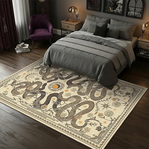Snake 8x10 Rugs for Living Room Washable Non Slip Forest Soft Low-Pile Stain Resistant Thin Large Throw Carpet for Bedroom Dining Room Office Beige thumbnail 3