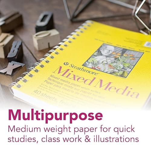Strathmore 300 Series Mixed Media Paper Pad, Side Wire Bound, 9x12 inches, 40 Sheets (117lb/190g) - Artist Paper for Adults and Students - Watercolor, Gouache, Graphite, Ink, Pencil, Marker thumbnail 2
