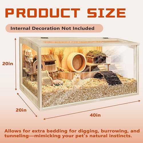 Prolee Hamster Cage Chewproof Wooden 40 Inch Guinea Pig Cages Mice and Rat Habitat Openable Top with Acrylic Sheets Solid Built thumbnail 3