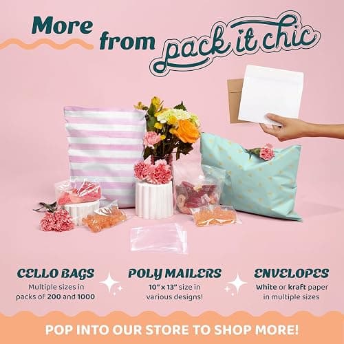 Pack It Chic - 9” X 12” (200 Pack) Self Sealing Cellophane Bags - Fits A4, Letter Sized Documents, Marketing Materials thumbnail 9