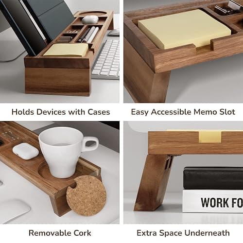 NAUMOO Natural Wood Desk Organizer - Multi-Compartment Wooden Organizers for Home, Office, Cubicle Accessories - Table Caddy for Desktop and Workspace - Pencil Storage Tray thumbnail 5