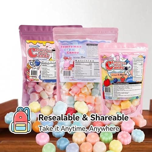 GummyGlow 5.36oz Waxy Fruit-Filled Candy, Chewable Waxy Candy, Retro Nostalgic Novelty Treats, Classic Variety Flavors for Old School Candy Lovers, ASMR Lovers and Gifts thumbnail 8