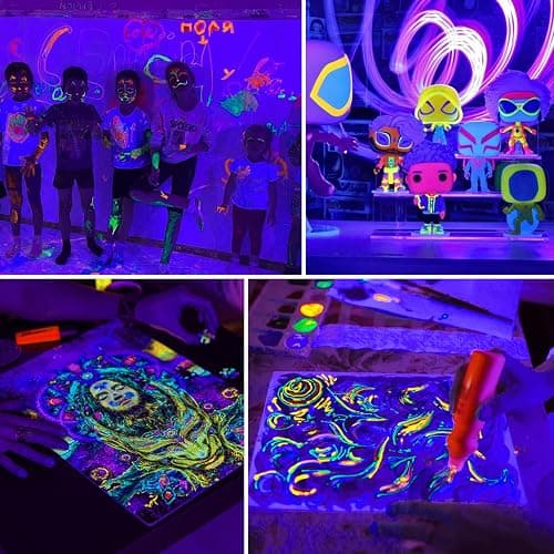 Elwoks Rechargeable Black Light Bar 10W 1FT, Battery Powered LED Blacklight for Glow Party Body Paint Halloween UV Strip Lights for Cabinet and Display Magnetic 2 Pack thumbnail 6
