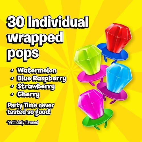 Ring Pop Lollipops, 30 Count, Assorted Flavors, Candy Party Favors for Kids | Individually wrapped hard candy suckers, variety pack, great for kids' birthday party favors and goodie bag stuffers thumbnail 3