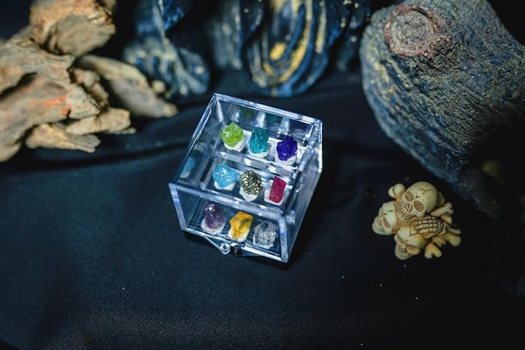 9 Rare Natural Gemstone Collection Gift Box-Peridot, Apatite & 7 Exquisite Minerals-Square Acrylic Tiered Display Case - Ideal Birthday & Christmas Gifts for Mineral Enthusiasts,Geography Enthusiast thumbnail 7
