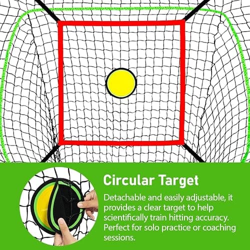 OwinMax 6x6FT Baseball Net, Baseball & Softball Training net with Batting Tee, Strike Zone & Circular Target and Weighted Ball, Portable Design with Compact Storage,Great for Kids thumbnail 5