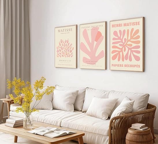 libitea 3 pcs Pink Coral Canvas Wall Art Abstract Minimalist Light Pink Preppy Wall Decor Pink Flower Market Poster Printing Artwork for Girls Room Dorm Bedroom Living Room Home Decoration thumbnail 6