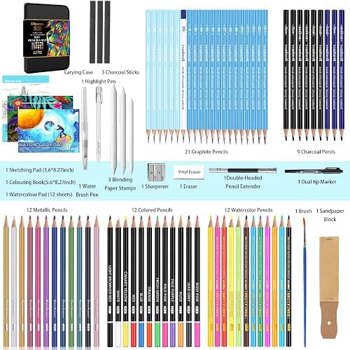 Efimeso 83 Colouring Pencil Set, Drawing & Sketching Pencils with Charcoal & Graphite, Art Supplies for Adults thumbnail 4