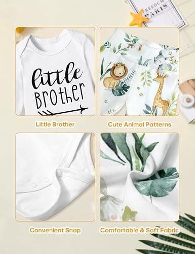 AGAPENG Baby Boy Clothes Newborn Boy Outfits Infant Letter Print Romper Long Pants Hat 3PCS Baby Boy's Clothing thumbnail 4