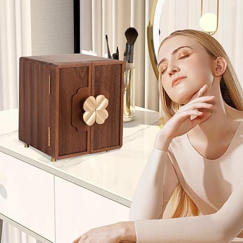 KAOTGOT Jewelry Box for Women Girls, Wooden Jewelry Box Organizer Functional With Drawers, 5 Layers Jewelry Storage Organizer for Earring, Ring, Necklace, Bracelets thumbnail 7