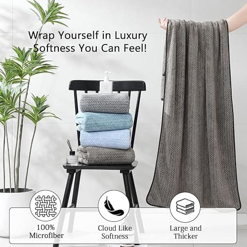 Ycosy 18 Piece Bath Towels Set,100% Microfiber Family Bathroom Towel with Hanging Loops-6 Bath Towels,6 Hand Towels,6 Washcloths,Quick Dry Highly Absorbent Shower Towel for Bathroom,Hotel,Spa-Brown thumbnail 4