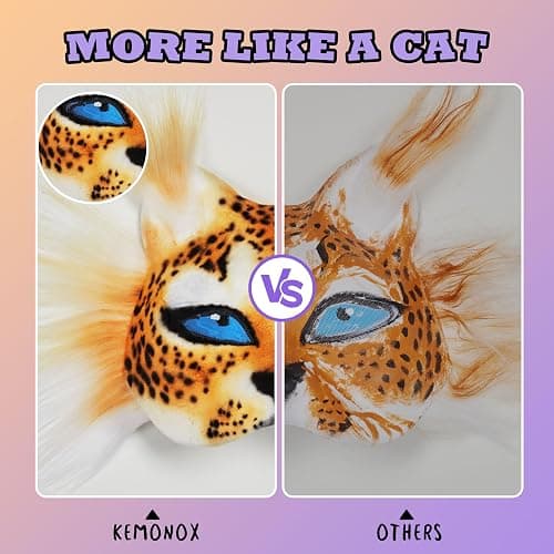 Pre Felted Therian Cat Mask Kit - Fleeced Base with Faux Fur, Eye Mesh and Cat Like Fuzzy Fabric - Felted for You, Skip The Messy Work - Premium All-in-One Therian Mask Kit thumbnail 4