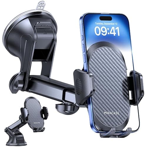 Miracase Support Téléphone Voiture [2025 Ventouse Puissante] Porte Telephone Voiture Tableau de Bord, Rotation 360° Portable Ventouse pour iPhone Compatible avec 4-7.2" Smartphone - Image 1