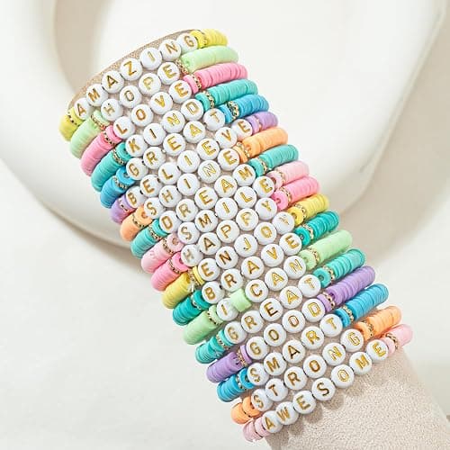 JIASHUYEYE Preppy Bracelets for Teen Girls - Stackable Boho Surfer Friendship Bracelets Set for Little Girls & Women thumbnail 2
