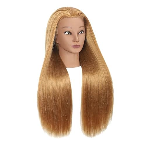 EVATEC 30 inches Long Blonde 80% Real Human Hair Mannequin Head with Stand for Braiding Styling Updos Curling Cutting Practice Cosmetology Training Display with Stand thumbnail 2