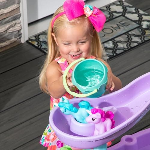 Step2 Rain Showers and Unicorns Water Table, Kids Water and Sand Activity Sensory Playset, Summer Outdoor Toys, 13 Piece Water Toy Accessories, for Toddlers 1.5+ Years Old, Blue & Purple - Rain Showers & Unicorns thumbnail 8