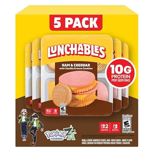 Lunchables Ham & Cheddar with Vanilla Creme Cookies, 5 ct Pack, 3.5 oz Trays - Image 1