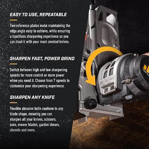 Work Sharp Ken Onion Elite Mk2 Electric Knife Sharpener, Adjustable Angle | Powered Professional Belt System, Sharpens Scissors, Serrated and Tools, Blade Grinder, Variable Speed thumbnail 4