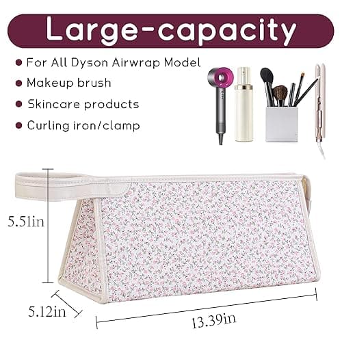 GISMTR Quilted Travel Case Compatible with Dyson Airwrap & Shark Flexstyle, Cotton Floral Carrying Storage Bag for Dyson Hair Dryer and Attachments, Cute Portable Organizer with Handle thumbnail 4