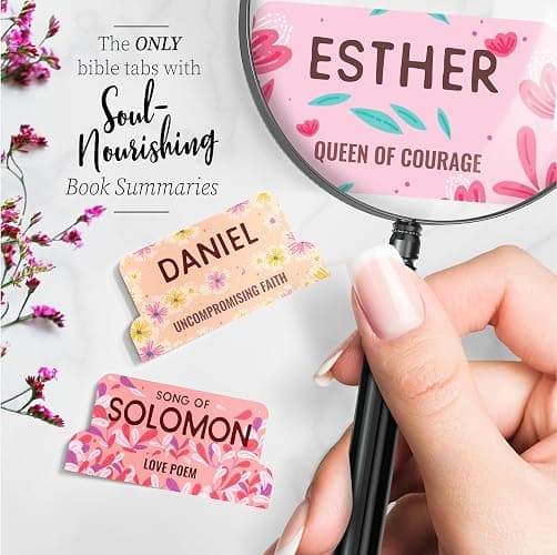 Bloom Gold™ Best Bible Tabs for Women – Soul Nourishing Book Summaries – 66 Peel-and-Stick Large Print Laminated Bible Book Tabs | Floral Tabs for Bible Study Supplies, Shepherd of Life thumbnail 2