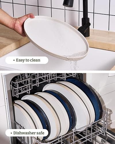famiware Large Serving Platters Set of 3 Sizes - Oval, Matte White | 16"/14"/12" Fine Stoneware Serving Trays for Party, Entertaining for Food, Turkey, Appetizer, Microwave Dishwasher Safe thumbnail 7